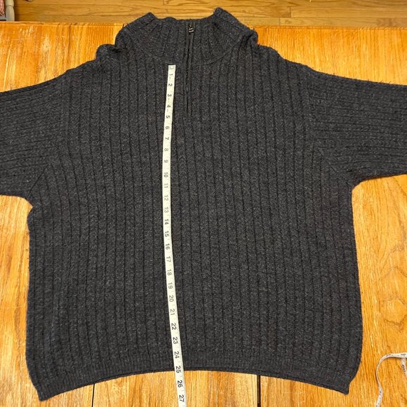 Peruvian Connection Men's XL 80% Baby Alpaca/20% Wool L/S Qtr Zip Sweater. Grey - Picture 4 of 8